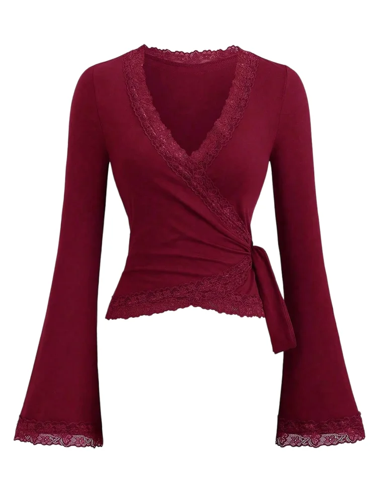 MAKEMECHIC Lace Wrap Pilates Blouse