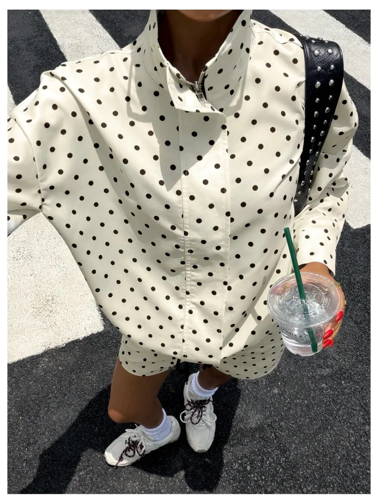 MAKEMECHIC Polka Dot Mini Shorts Set, view 3