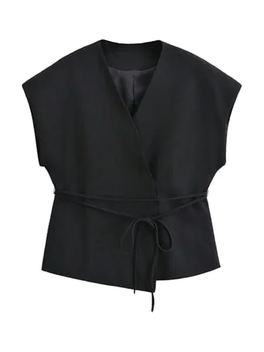 MAKEMECHIC Wrap V-Neck Business Blouse