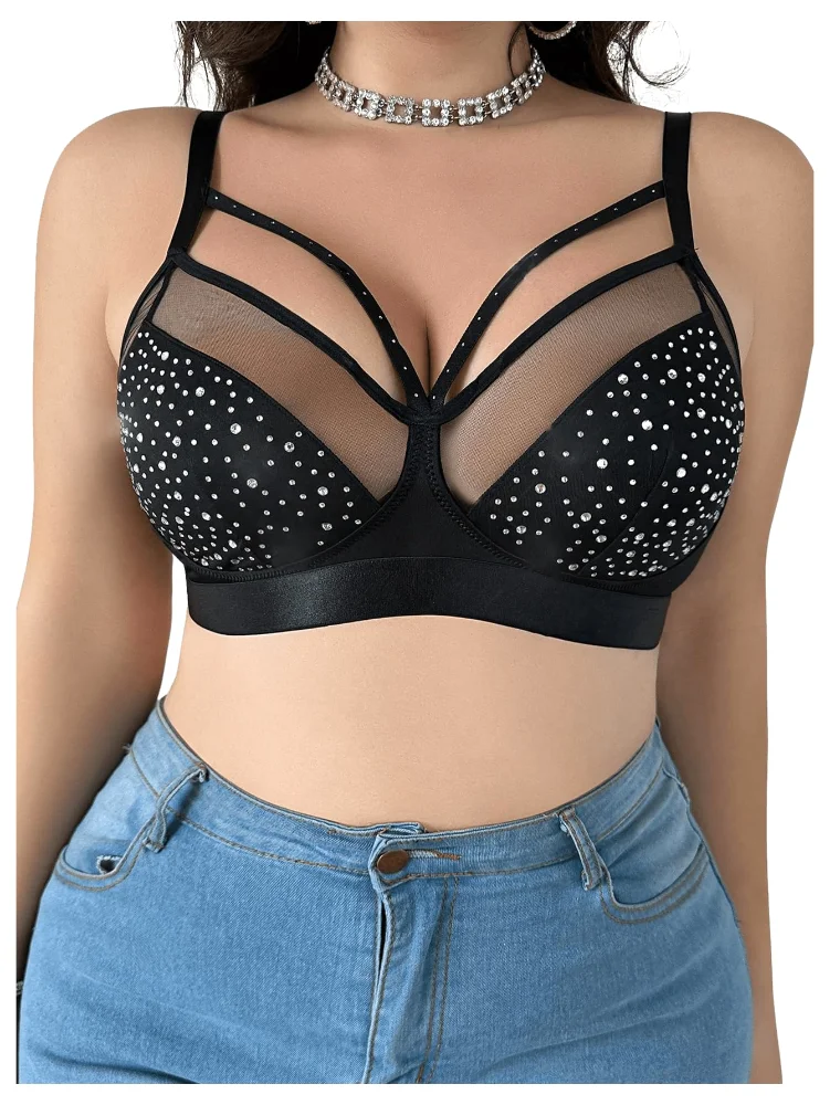 MAKEMECHIC Rhinestone Sparkly Wireless Bra