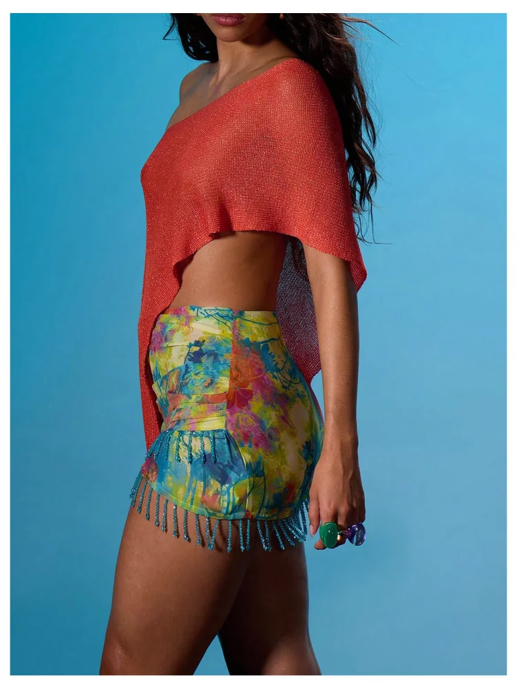 MAKEMECHIC Off The Shoulder Sparkly Asymmetrical Wrap, view 2