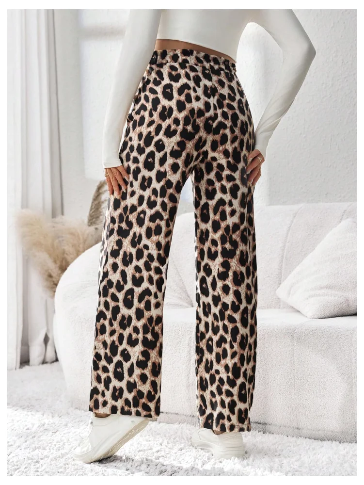 MAKEMECHIC Cheetah High Waisted Maternity Pants, view 3
