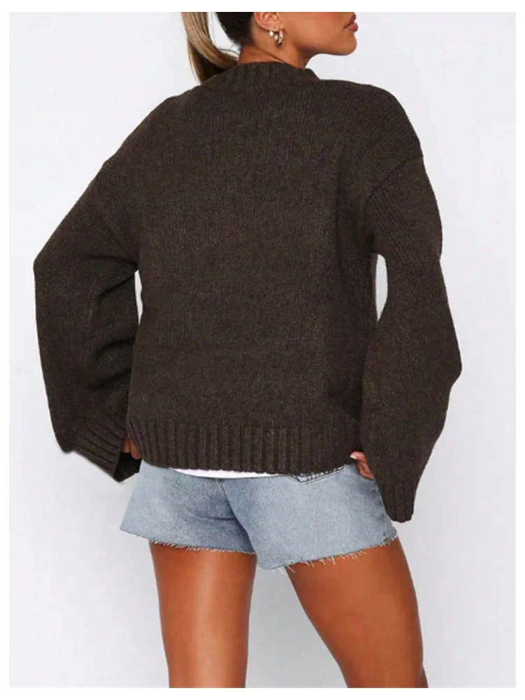 MAKEMECHIC Crew Neck Long Sleeve Cozy Sweater, view 3