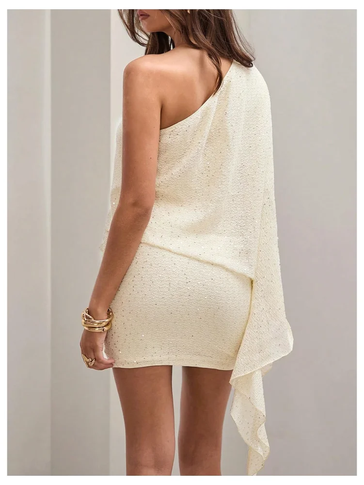 MAKEMECHIC Sequin One Shoulder Bodycon Mini Dress, view 2