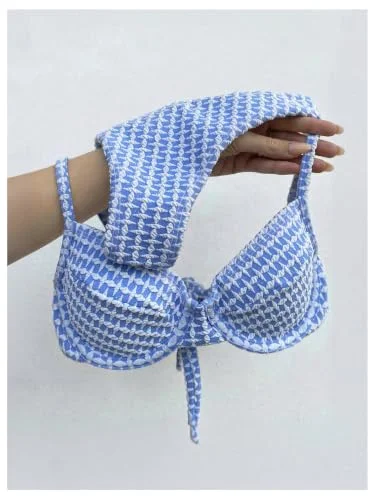MAKEMECHIC Plaid Low Rise Cheeky Bikini Set, view 3
