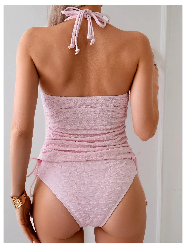 MAKEMECHIC Drawstring Ruched Modest Tankini, view 3