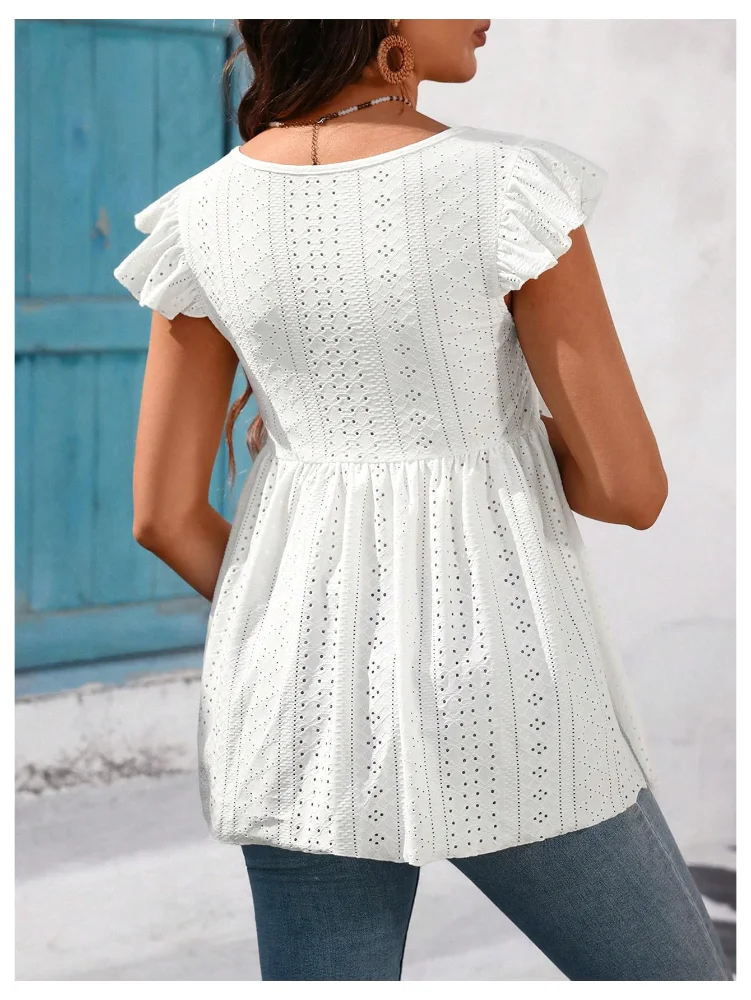 MAKEMECHIC Eyelet Flutter Sleeve Sweetheart Maternity Tee, view 2
