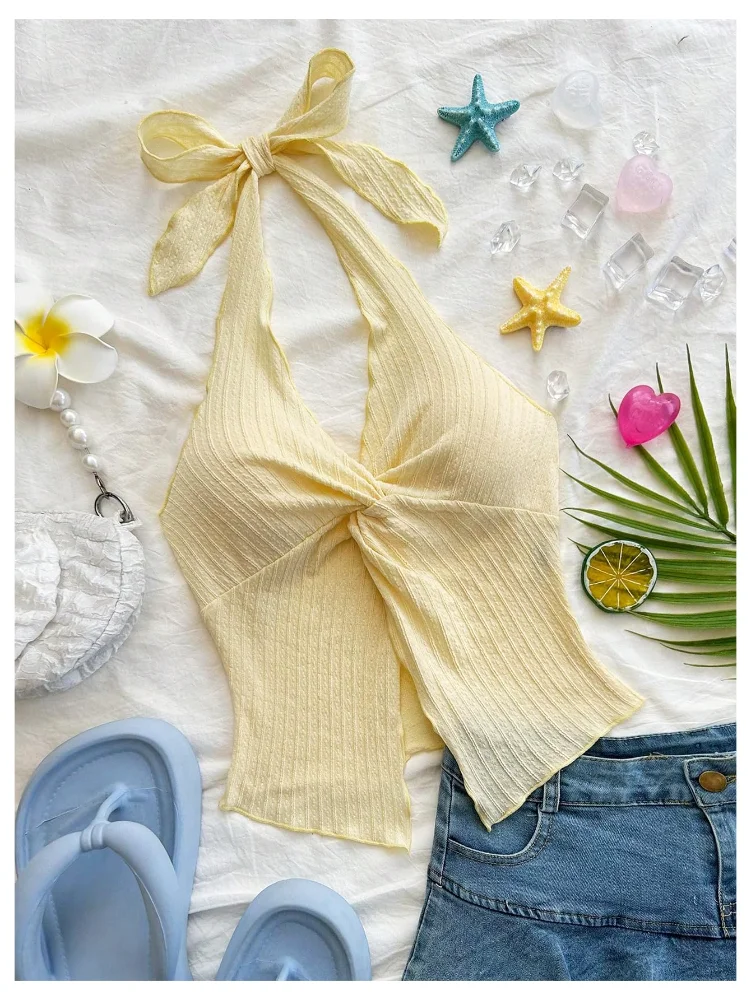 MAKEMECHIC Backless Halter Top, sleeveless, view 3