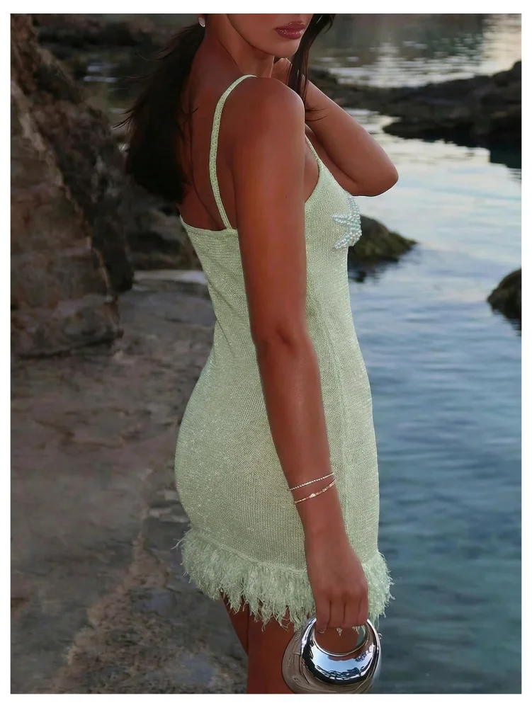 MAKEMECHIC Starfish Mini Fringe Beach Cover-Up, view 2