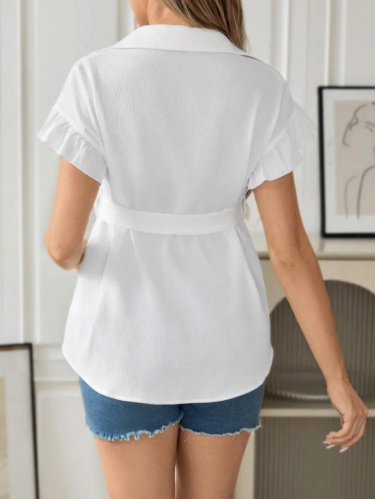 MAKEMECHIC Ruffle Maternity Blouse, view 2