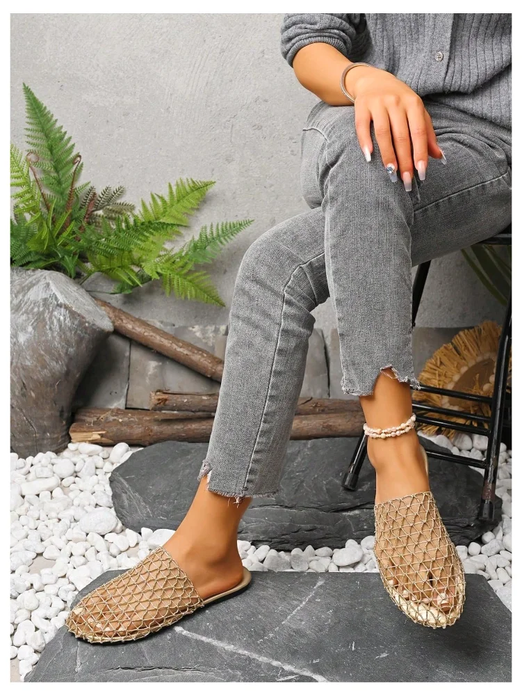 MAKEMECHIC Mesh Flat Slip Sandals, view 3