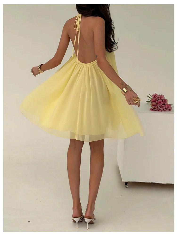 MAKEMECHIC Backless Flowy A Line Mini Dress, view 3