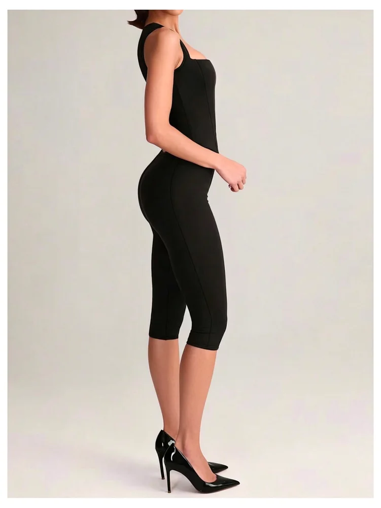 MAKEMECHIC Workout Square Neck Capri Two-Piece Set, view 2