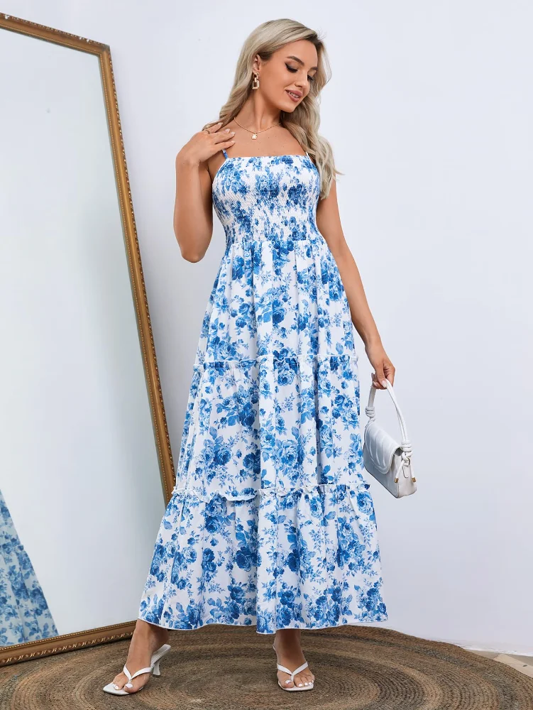 MAKEMECHIC Floral Ruffle Maxi Dress, view 3