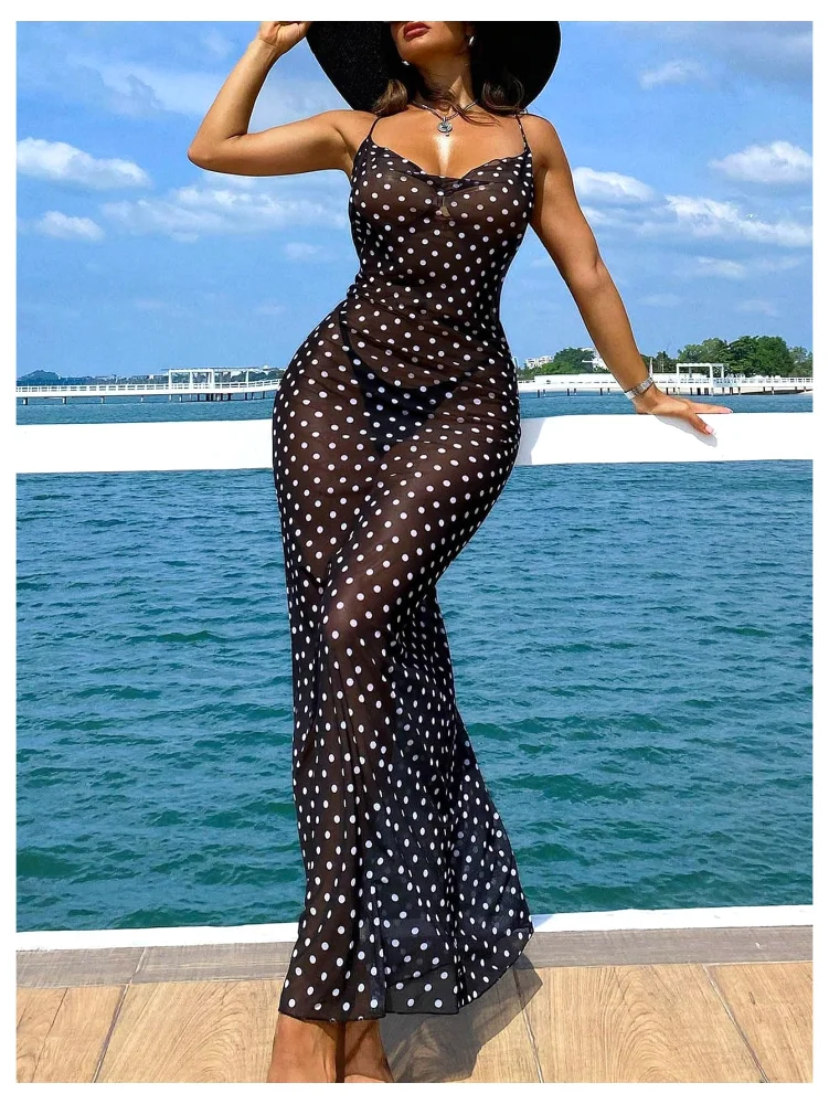 MAKEMECHIC Polka Dot Mesh Sheer Bikini Set, view 2