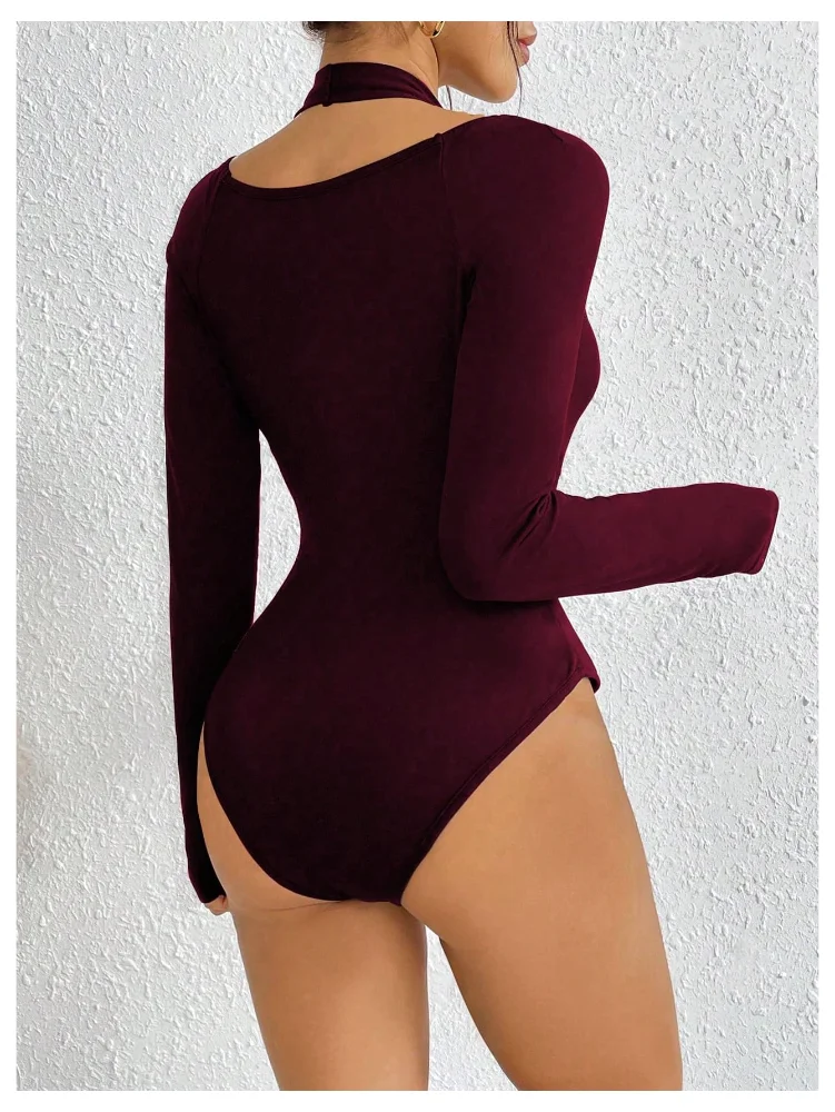 MAKEMECHIC Cut Out Wrap Long Sleeve Bodysuit, view 3