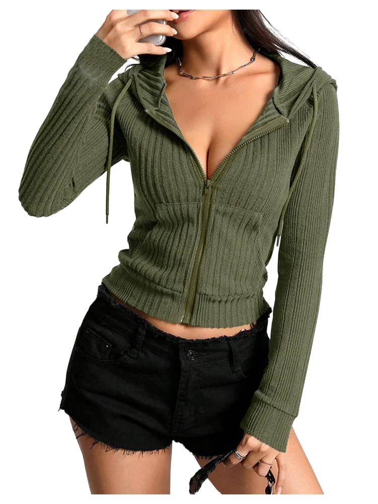 MAKEMECHIC Cropped Zip Up Cardigan