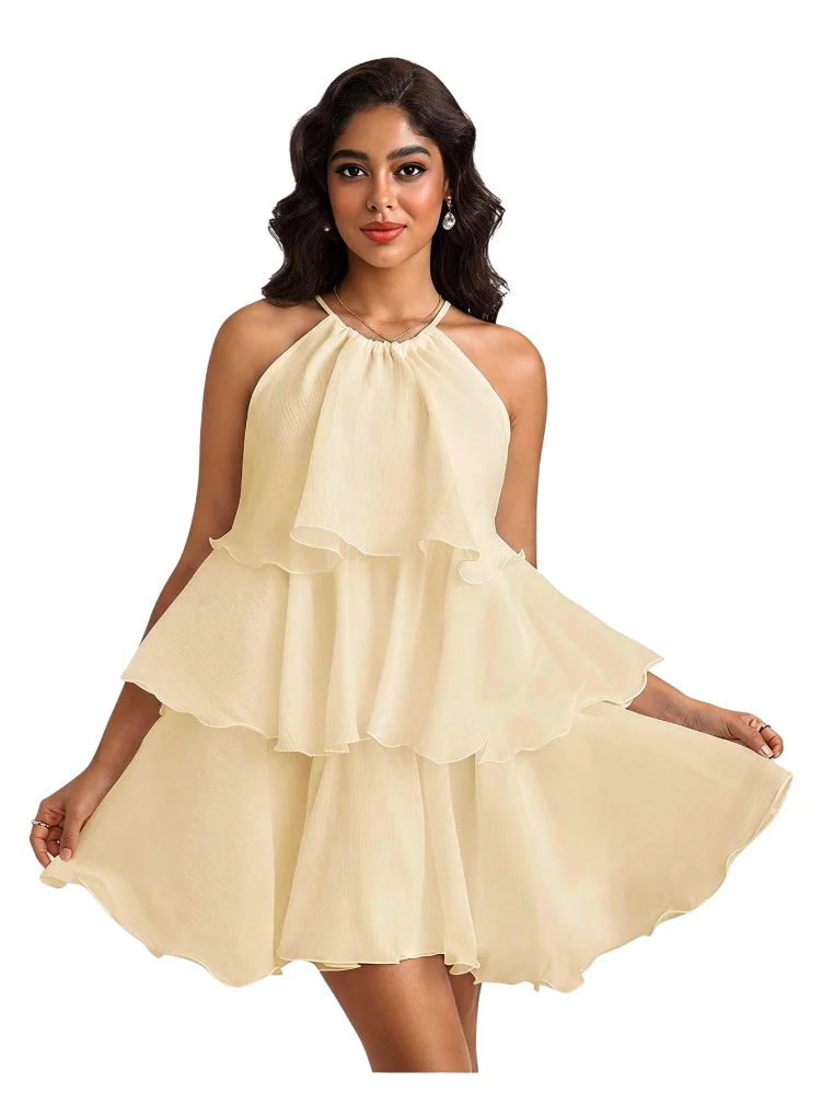 MAKEMECHIC Ruffle Layered Sleeveless Mini Dress