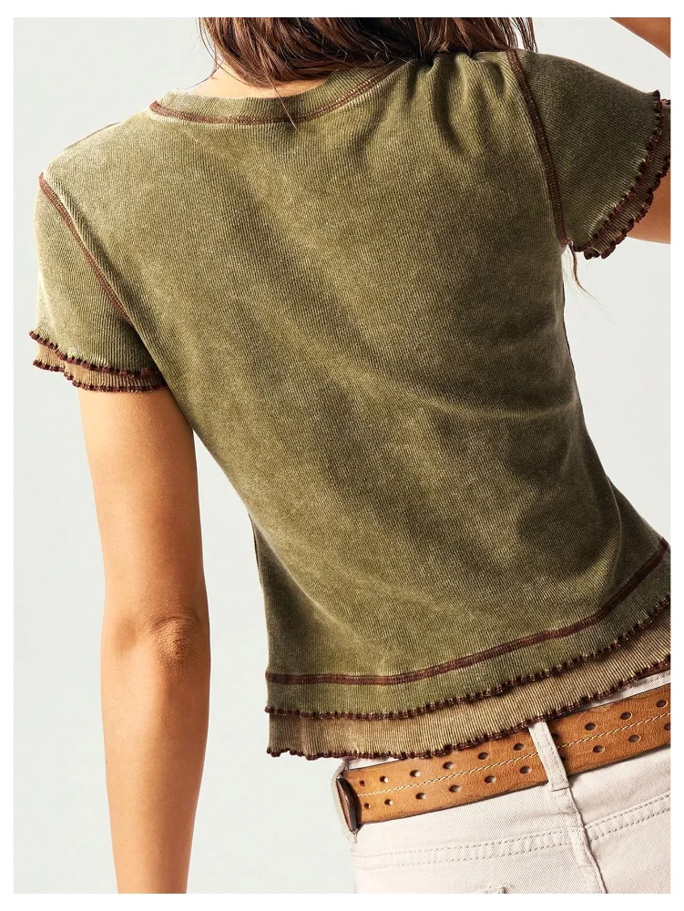 MAKEMECHIC Ribbed Ruffle Knit Crop Top, view 2