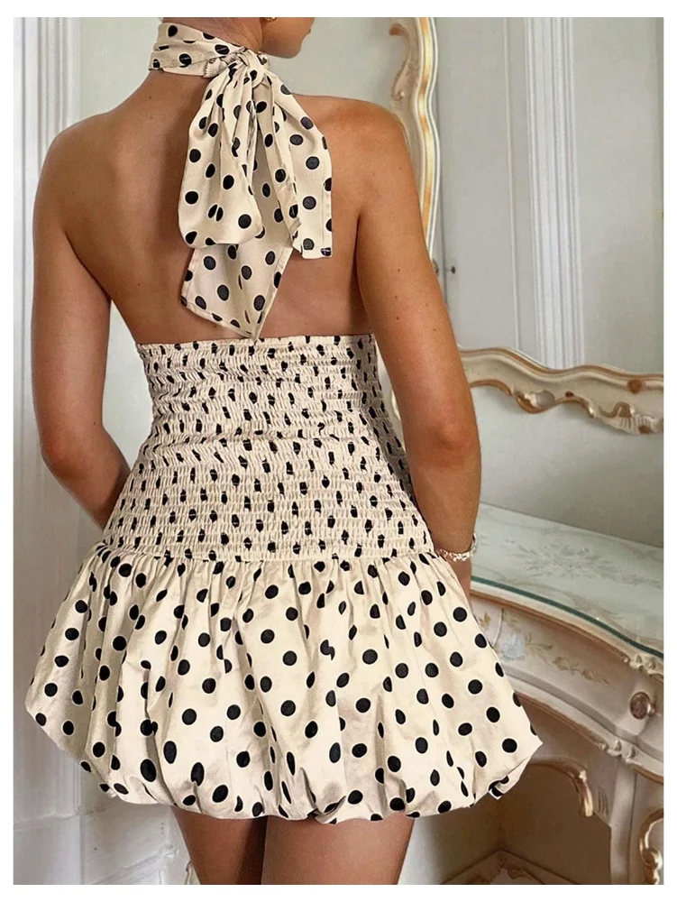 MAKEMECHIC Polka Dot Bubble Shirred Mini Dress, view 2