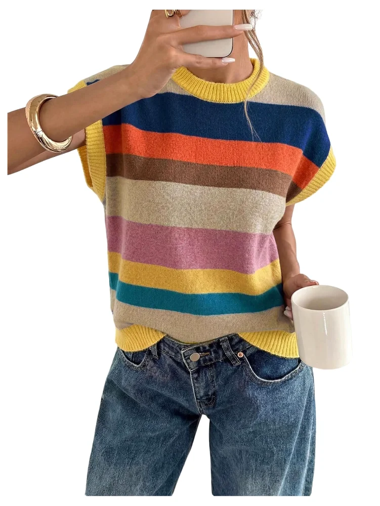 MAKEMECHIC Short Sleeve Lightweight Knit Sweater Vest
