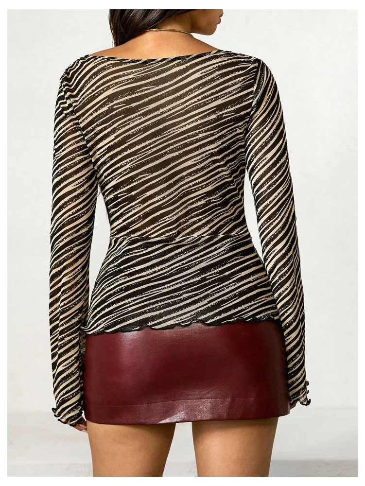 MAKEMECHIC Zebra Print Striped Shirt, view 2