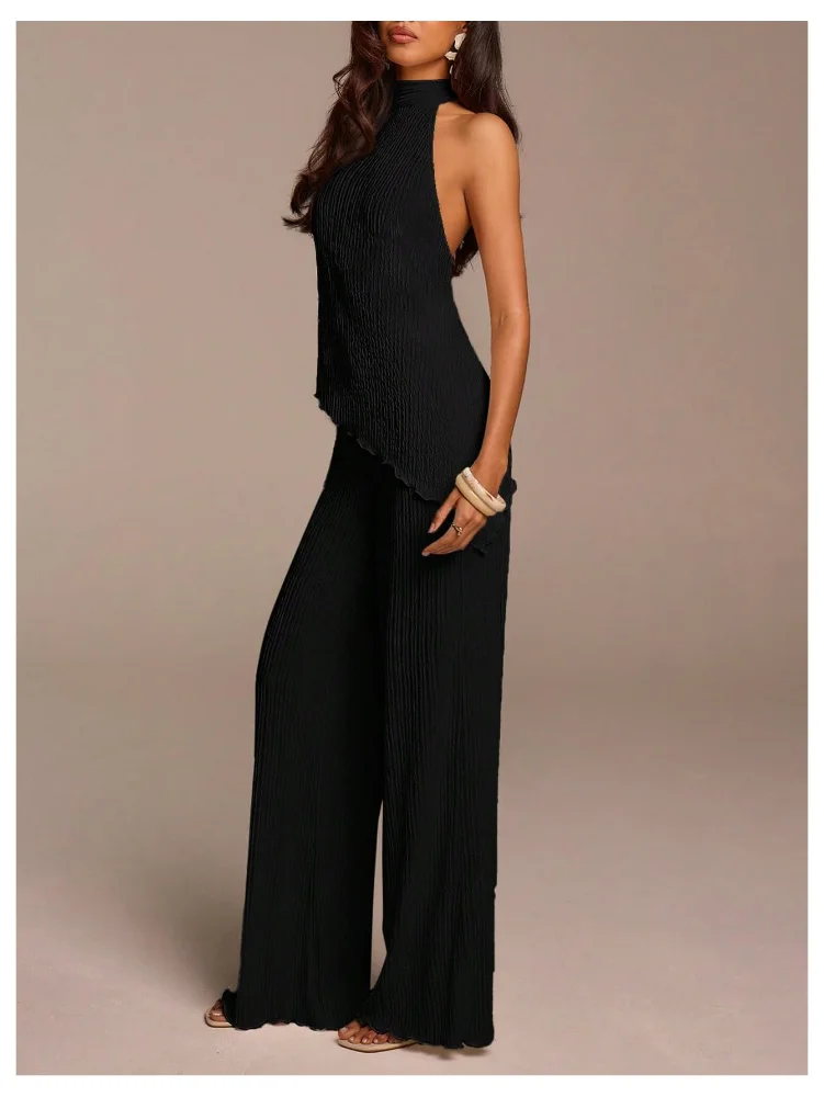 MAKEMECHIC Asymmetrical Pants Set, halter neck, view 2