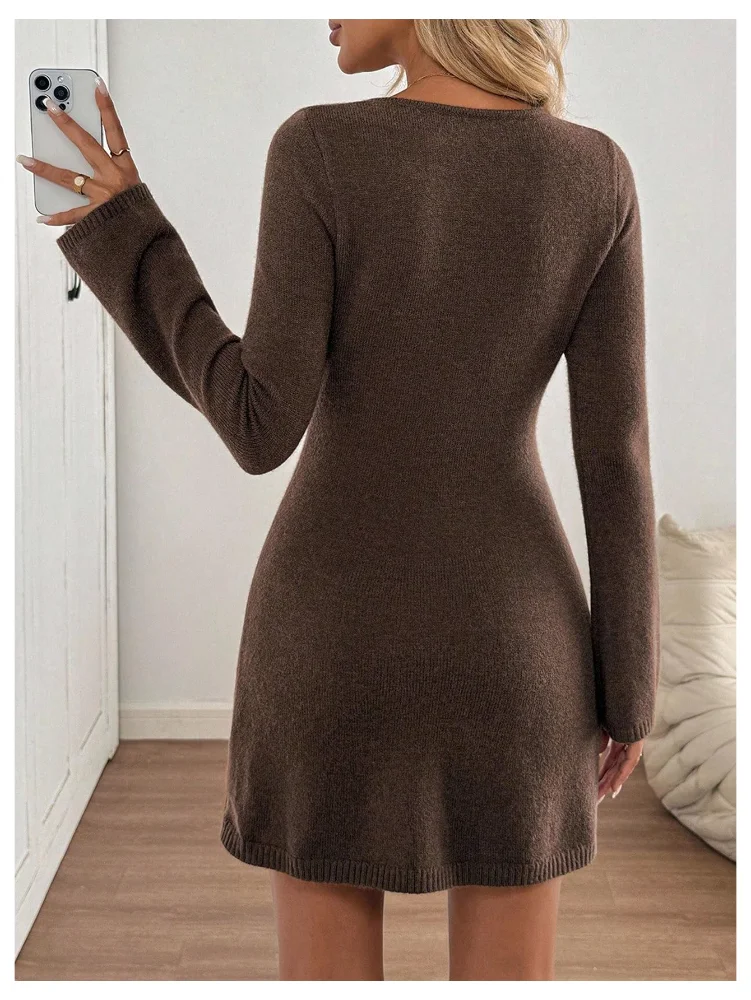 MAKEMECHIC Button Down Scoop Neck Long Sleeve Dress, view 2