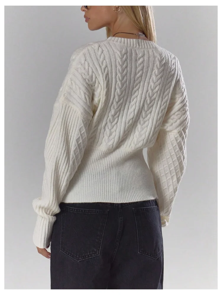 MAKEMECHIC Cable Knit Button Down Long Sleeve Cardigan, view 2