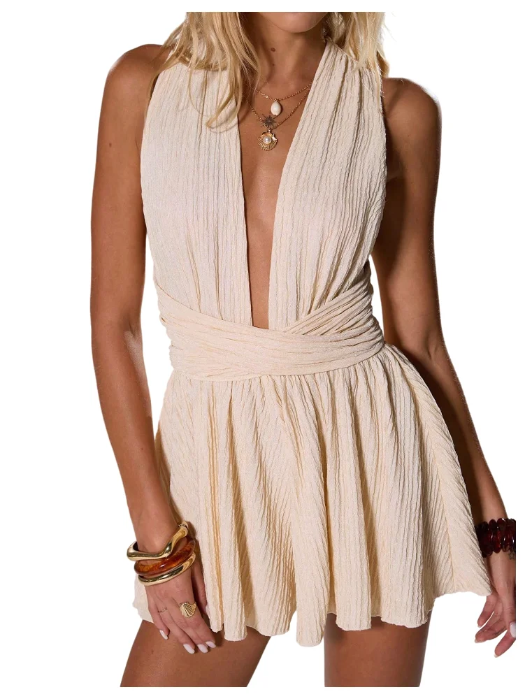 MAKEMECHIC Criss Cross Backless Jumpsuit