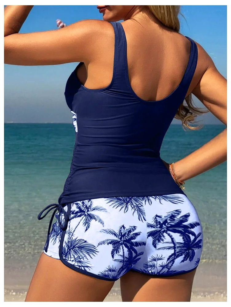 MAKEMECHIC Tropical Wrap Tummy Tankini, view 2