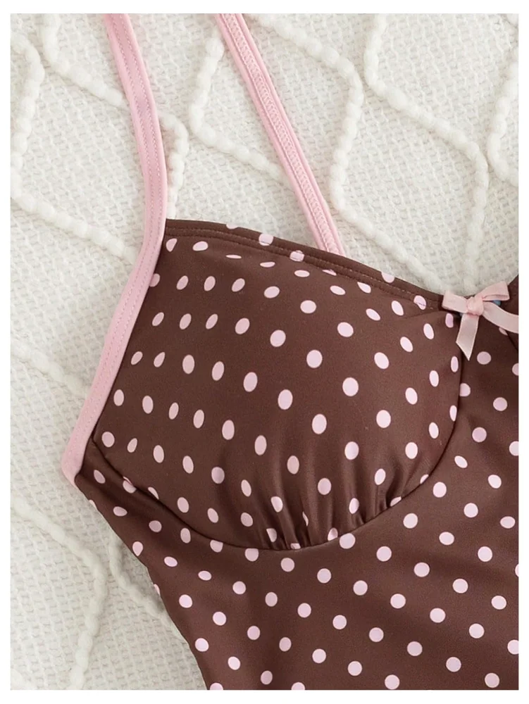 MAKEMECHIC Polka Dot High Waisted Boyshorts Tankini, view 2