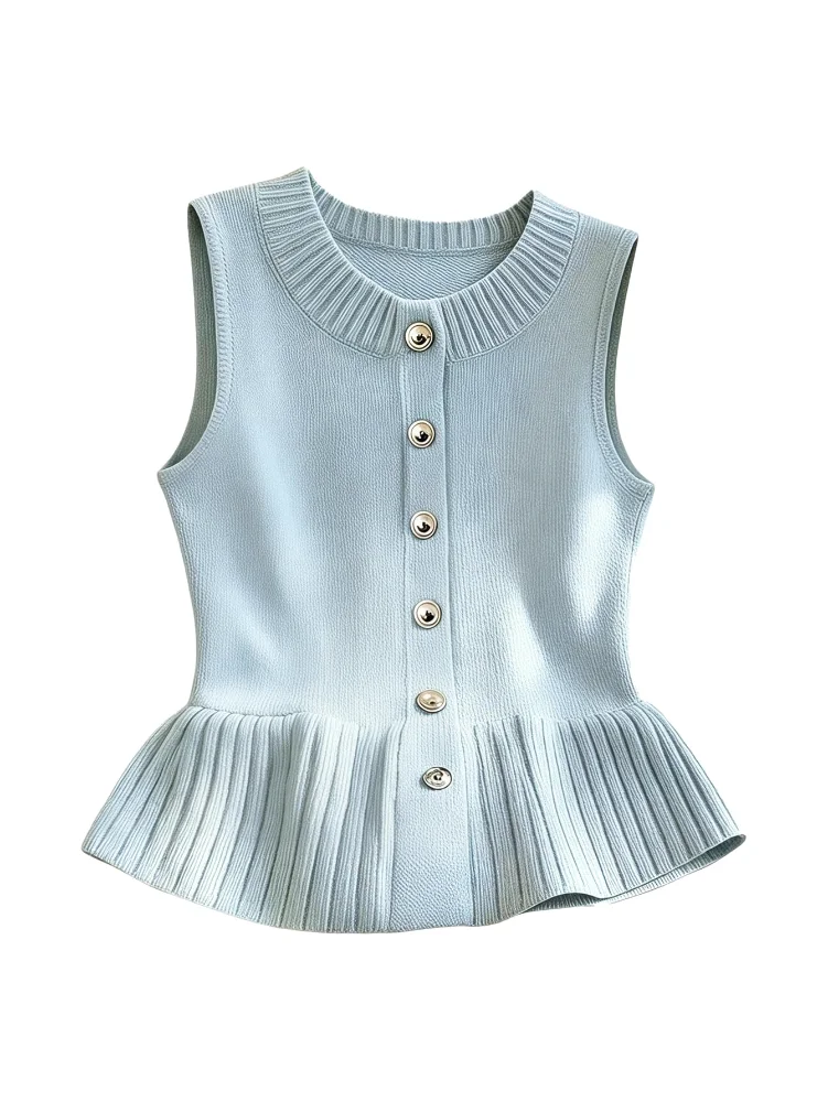 MAKEMECHIC Ruffle Peplum Sleeveless Sweater, knit