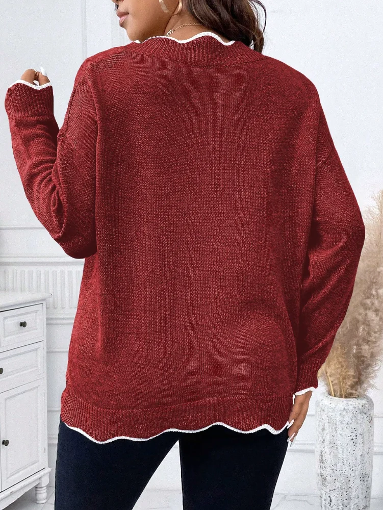 MAKEMECHIC Scalloped Trim Cozy Sweater, view 3