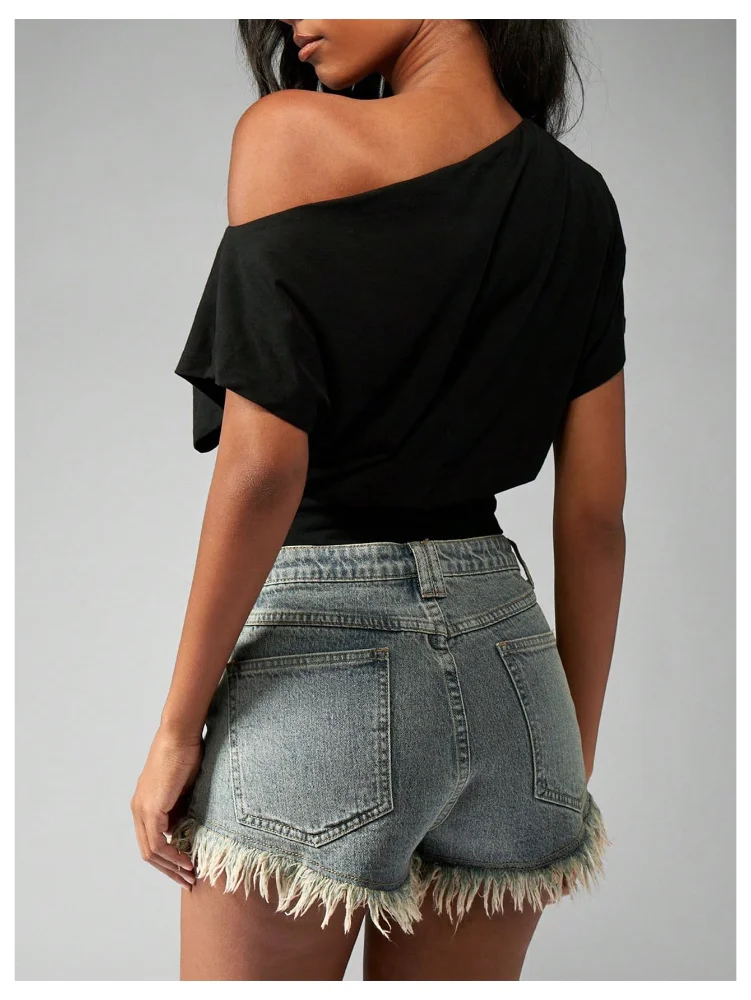 MAKEMECHIC Off The Shoulder Asymmetrical Crop Top, view 3