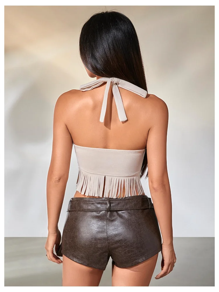 MAKEMECHIC Fringe Faux Suede Matching Set, view 2