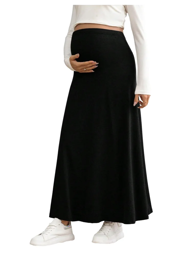 MAKEMECHIC High Waisted Long Maternity Maxi Skirt