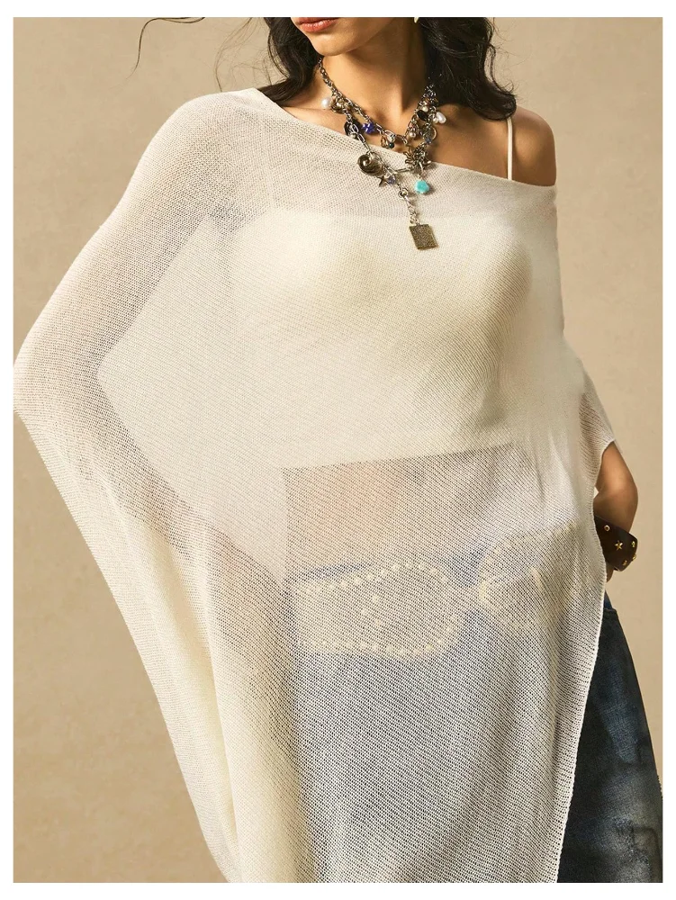 MAKEMECHIC Off The Shoulder Sheer Lightweight Sweater, view 2