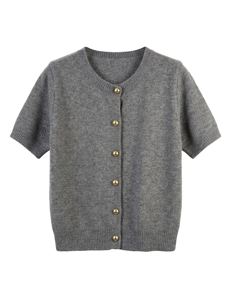 MAKEMECHIC Short Sleeve Button Down Cardigan, knit