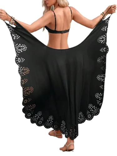 MAKEMECHIC Wrap V-Neck Eyelet Beach Cover-Up