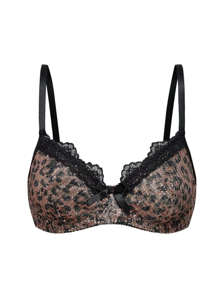 MAKEMECHIC Sequin Cheetah Bow Bra