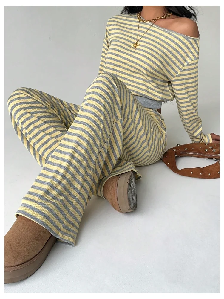 MAKEMECHIC Striped Matching Pants Set, view 2