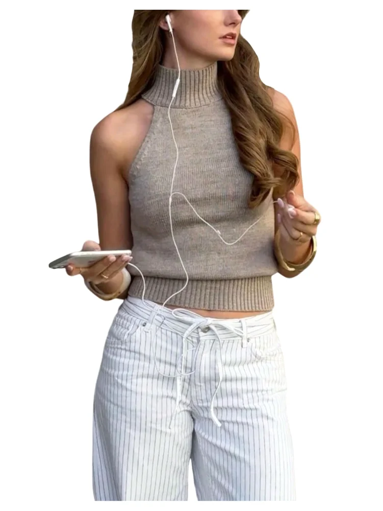 MAKEMECHIC Mock Neck Sleeveless Knit Sweater Vest