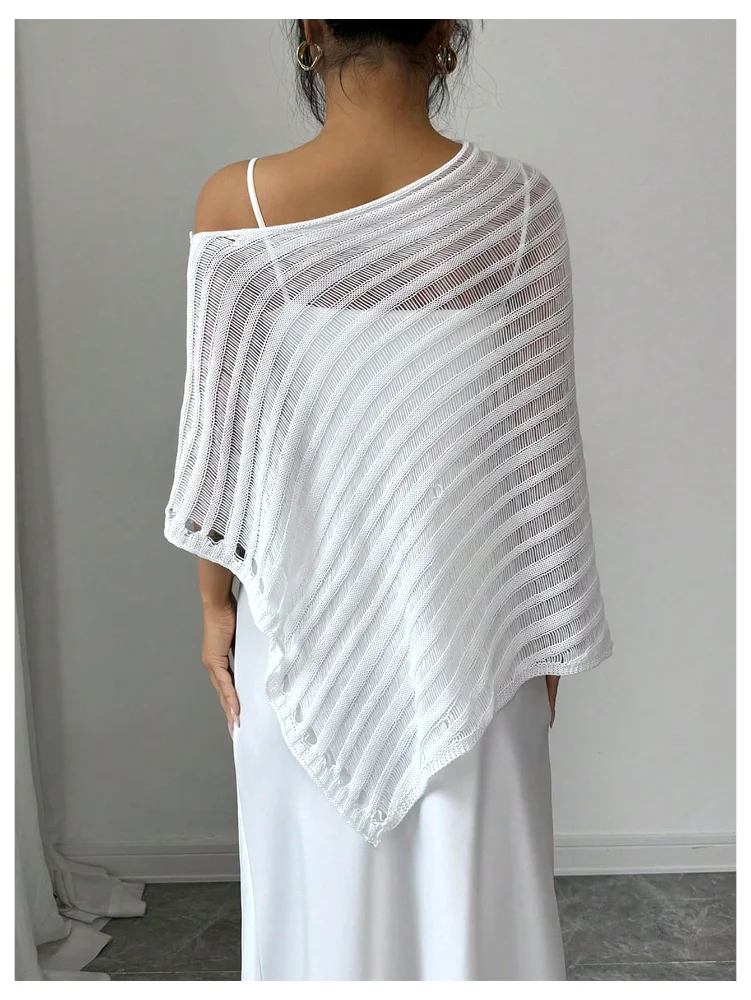MAKEMECHIC Crochet Sheer Asymmetrical Sweater, view 3