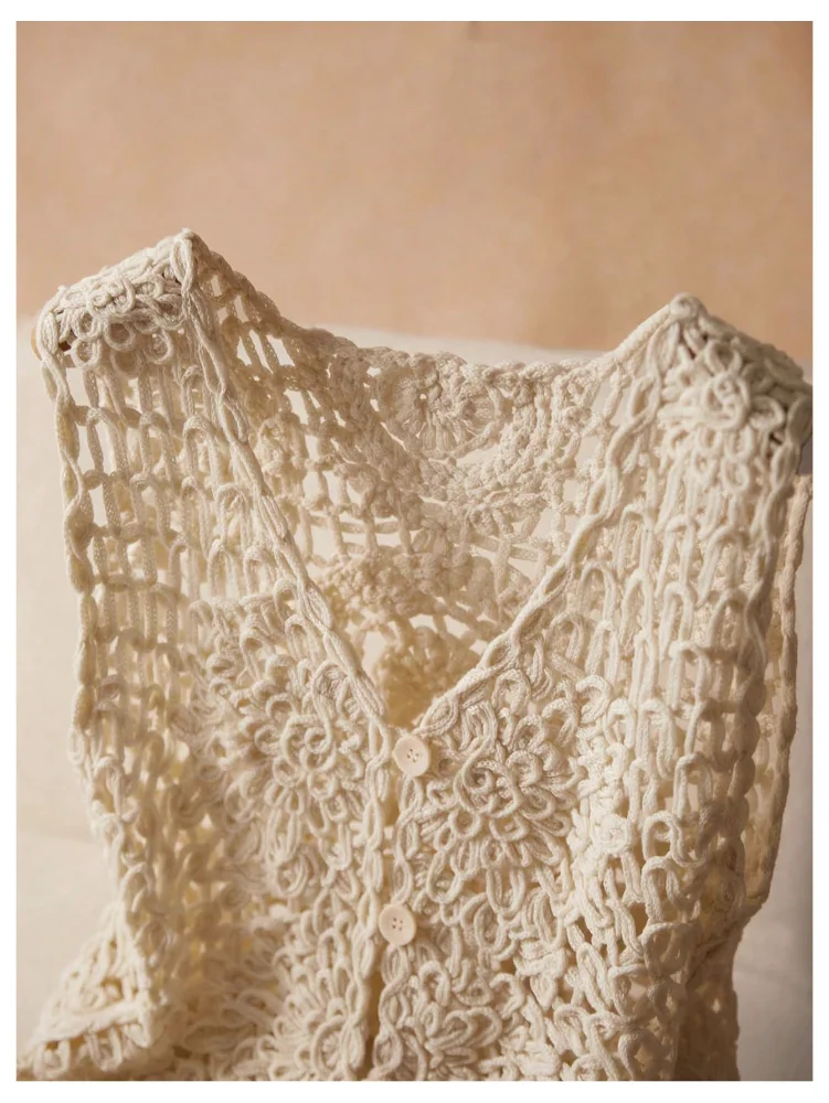 MAKEMECHIC Crochet Sweater Vest, solid, view 2