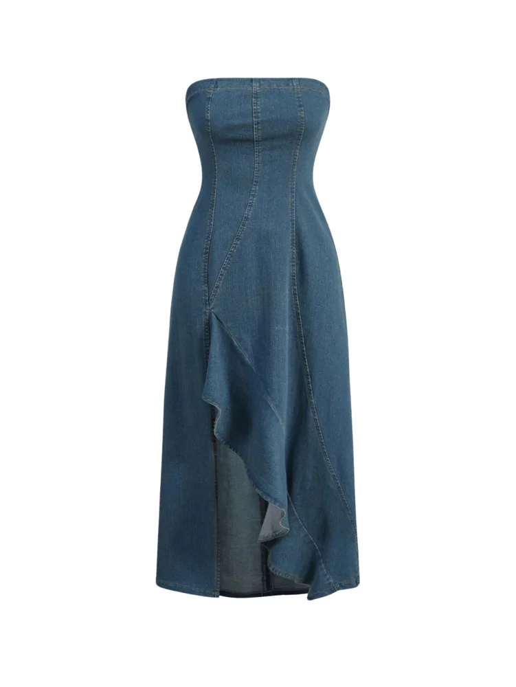 MAKEMECHIC Denim Tube Sleeveless Dress