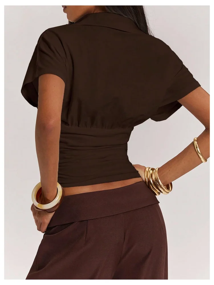 MAKEMECHIC Cinched Waist Ruched Shirt, view 3
