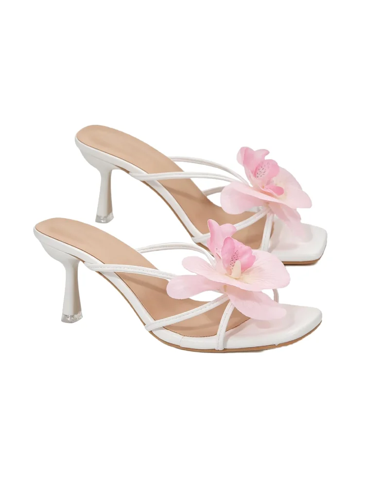 MAKEMECHIC Flower Kitten Floral Sandals