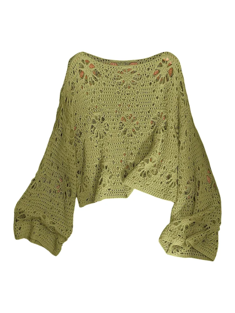 MAKEMECHIC Crochet Hollow Long Beach Cover-Up