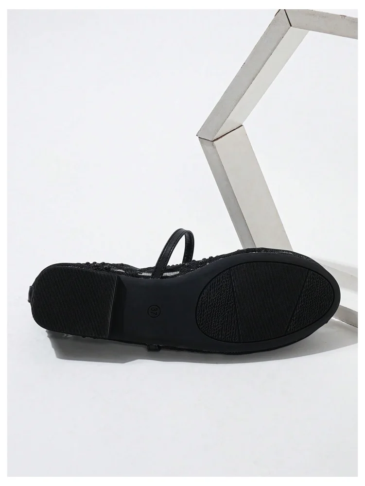 MAKEMECHIC Studded Mesh Ballet Flats, view 3